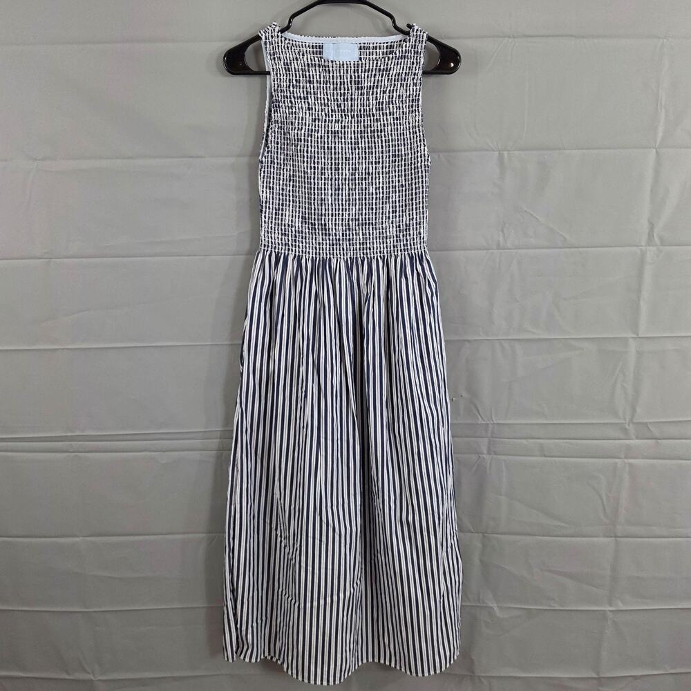 Hill House Home Dress Small Cosima Nap Sand Gingham Striped Maxi Blue Romantic - Picture 5 of 12